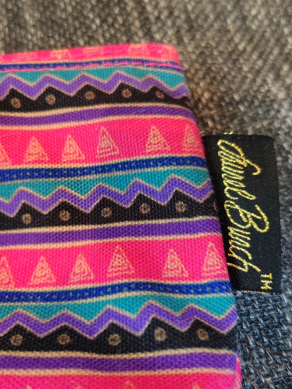 Laurel Burch Multi Color Geometric+Stripes Clutch/Purse/Make Up Bag w/Zipper